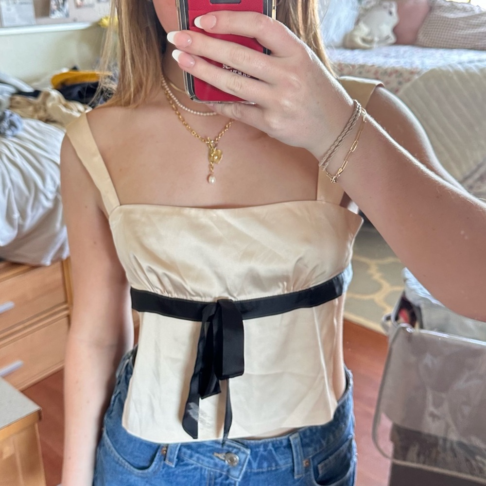 Edikted satin tie back top!!